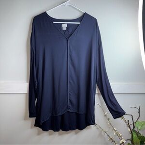 Chico's Asymmetrical Blue Long Sleeve Tunic